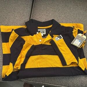 Polo mens shirt brand new gold stripe with pique stripes